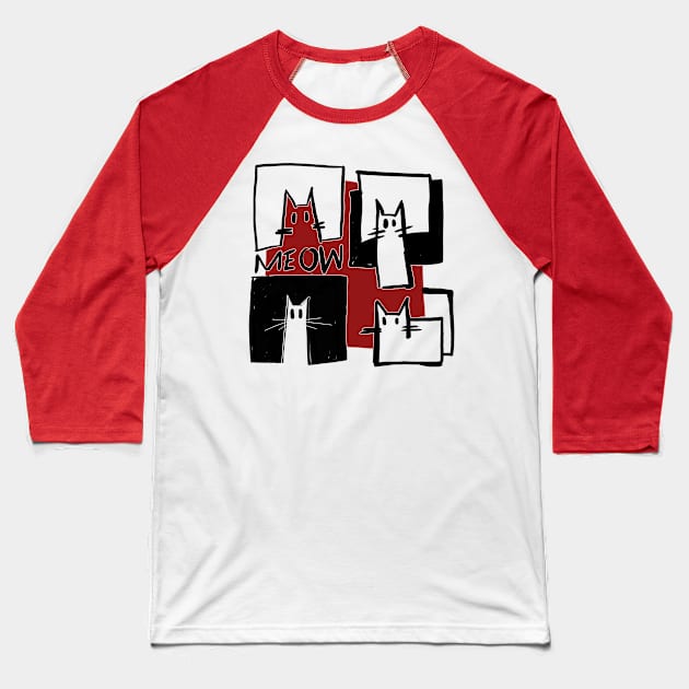 cubic cats Baseball T-Shirt by Handan